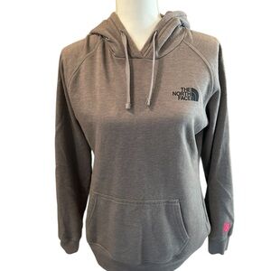 The North Face Women’s  Pink Ribbon Gray hoodie with kangaroo pocket Sz Medium